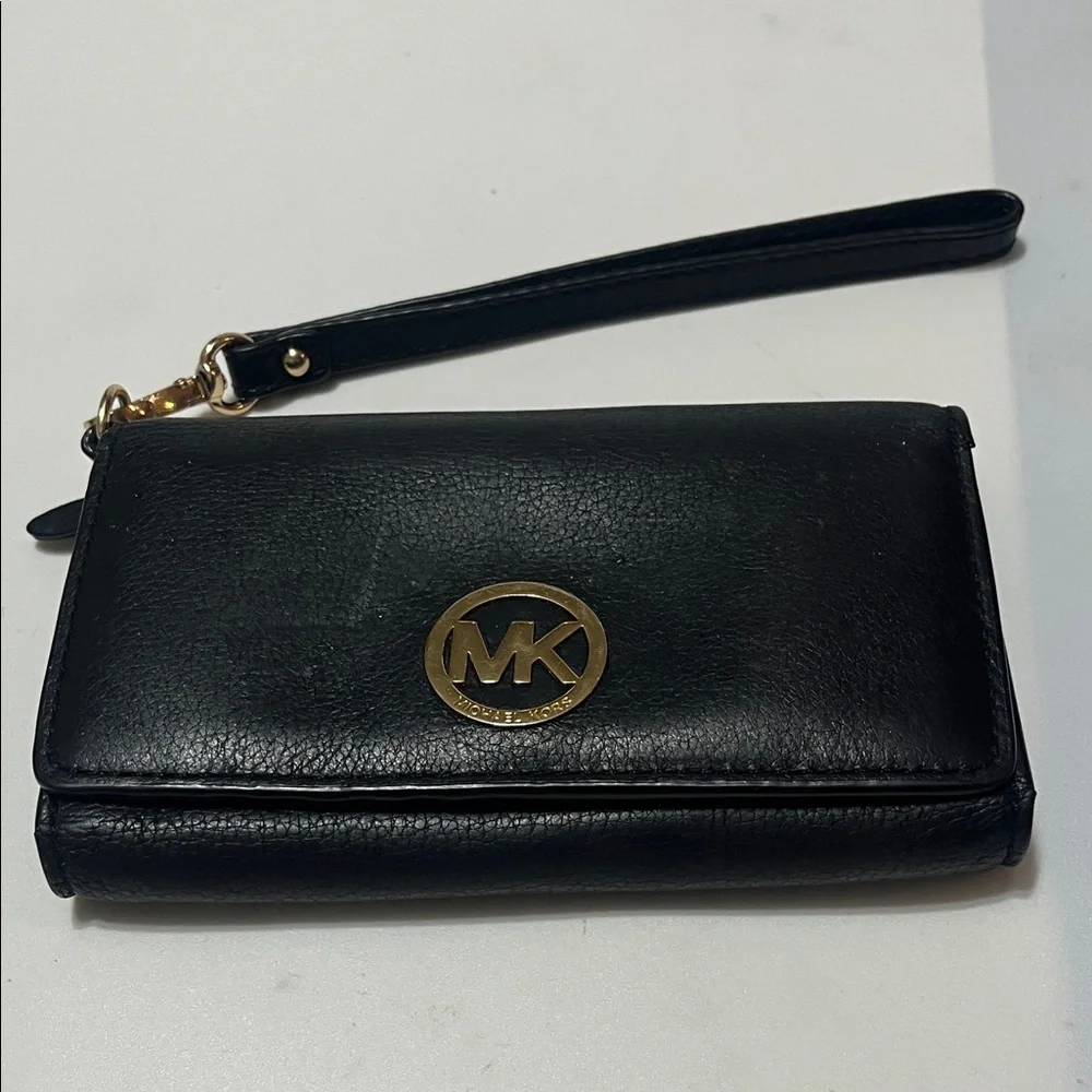 Michael Kors Black and Gold Wristlet
